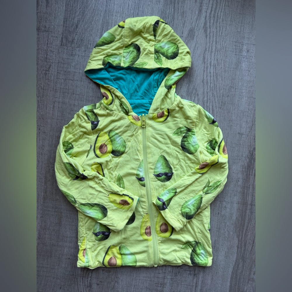 Kids Avocado Print & Turquoise Reversible Hoodie